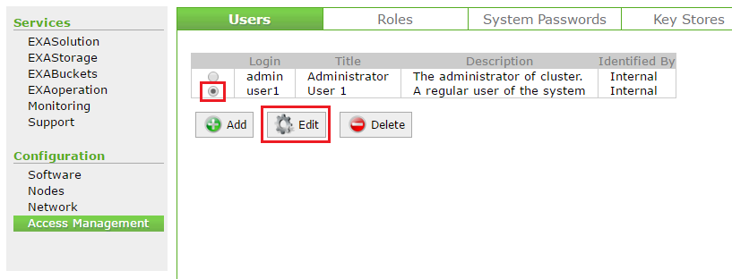 Edit a user in Exasol